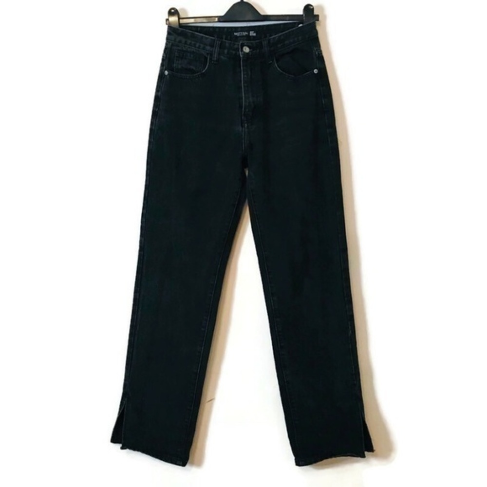 NASTYGAL Washed Black Straight Leg Split Hem Jeans Women’s Size 6 28 Small